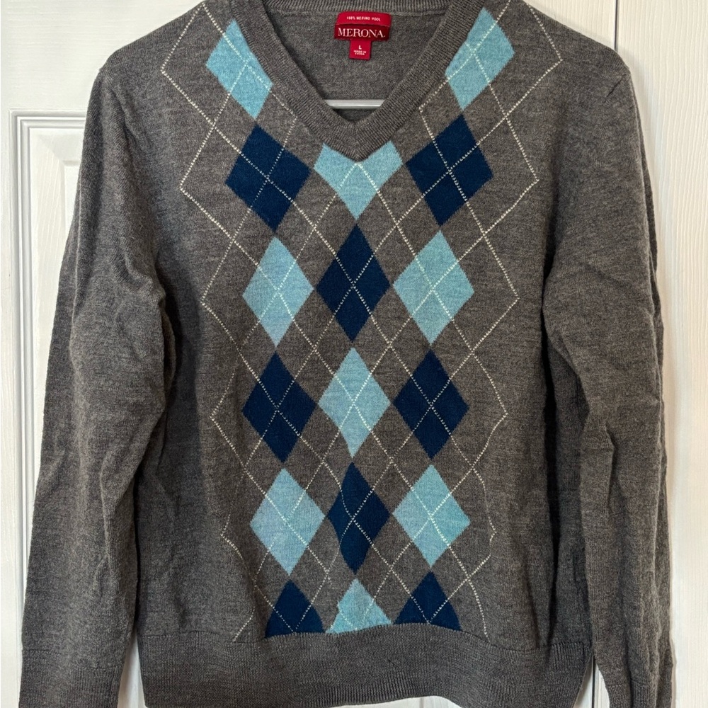 Merona Gray Argyle Women’s Sweater